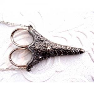 Pewter Chatelaine Rococco Design 2.75"